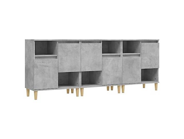 Kaorsrow 3er Set Sideboard Betongrau 60x35x70 cm Holzwerkstoff Kommode Vielseitiger Beistellschrank im 3er Set für Wohnzimmer und Flur, bietet strukturierten Stauraum hinter zwei Türen.