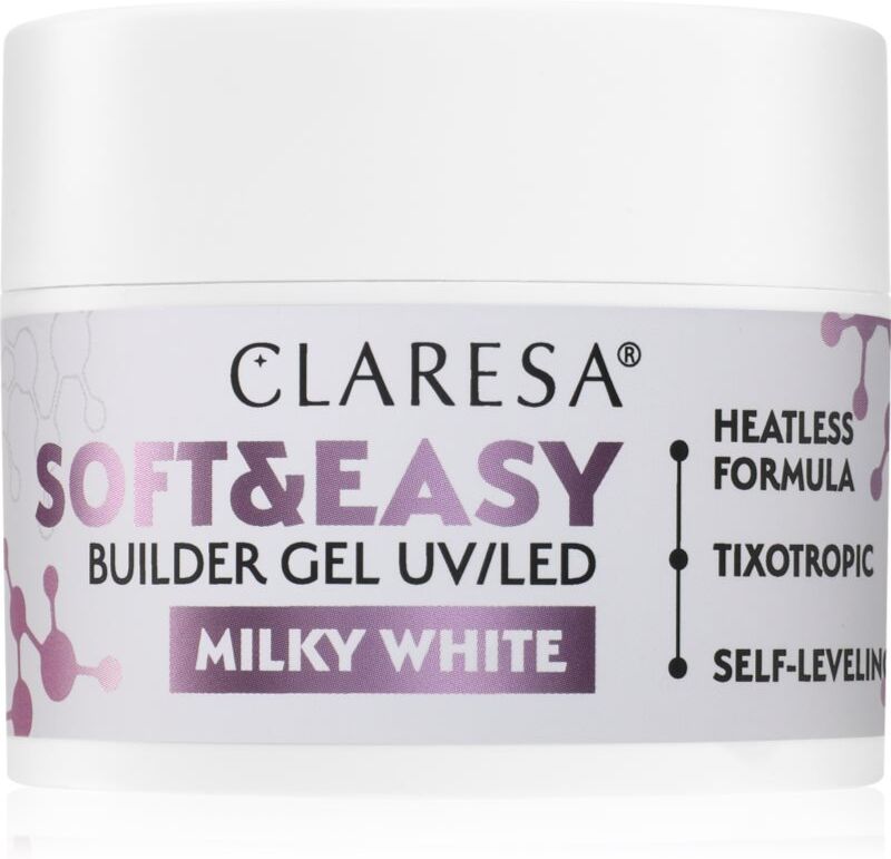 Claresa Soft&Easy Builder Gel gel base coat for nails shade Milky White 45 g