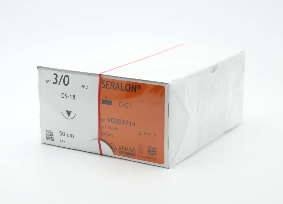 SERAG-WIESSNER GmbH & Co. KG Nahtmaterial Seralon blau 3-0, mit Nadel DS-18, 50 cm Faden, nicht resorbierbar (24 Stück) VO201714