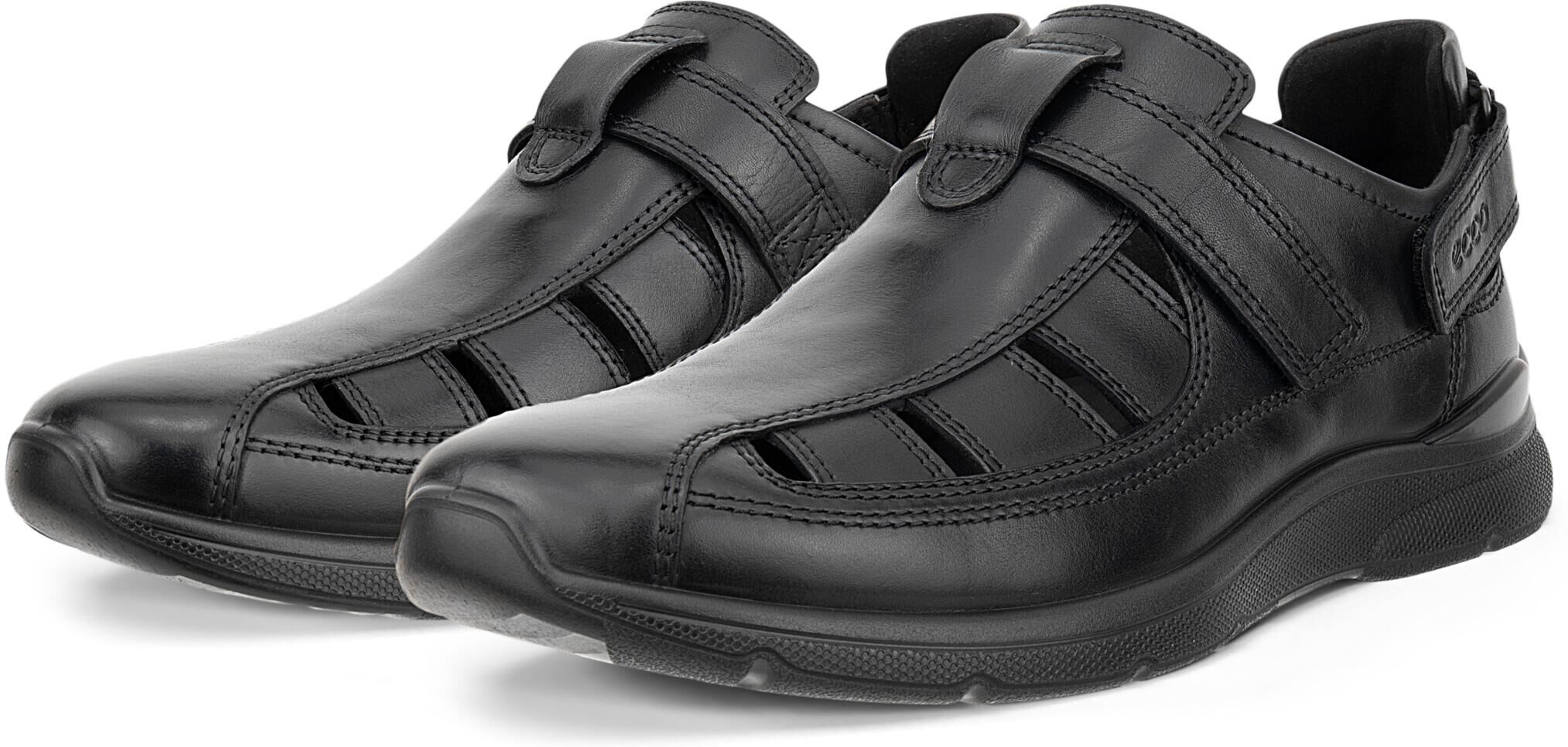 Klettschuh ECCO "Irving Fisherman Sandale", Herren, Gr. 47, Textil, schwarz, Leder, unifarben, Basic, Schuhe Klettschuh, Sneaker mit seitlichen Öffnungen für optimale Luftzirkulation