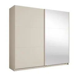 SCHWEBETÜRENSCHRANK Lunoria 221 cm Beige mit Spiegel - 221/207/60 cm
