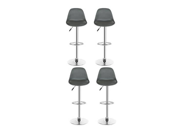 Shenglimeii TABOURET DE BAR Lot de 4 tabourets de bar en PU galvanisé avec coussin gris foncé