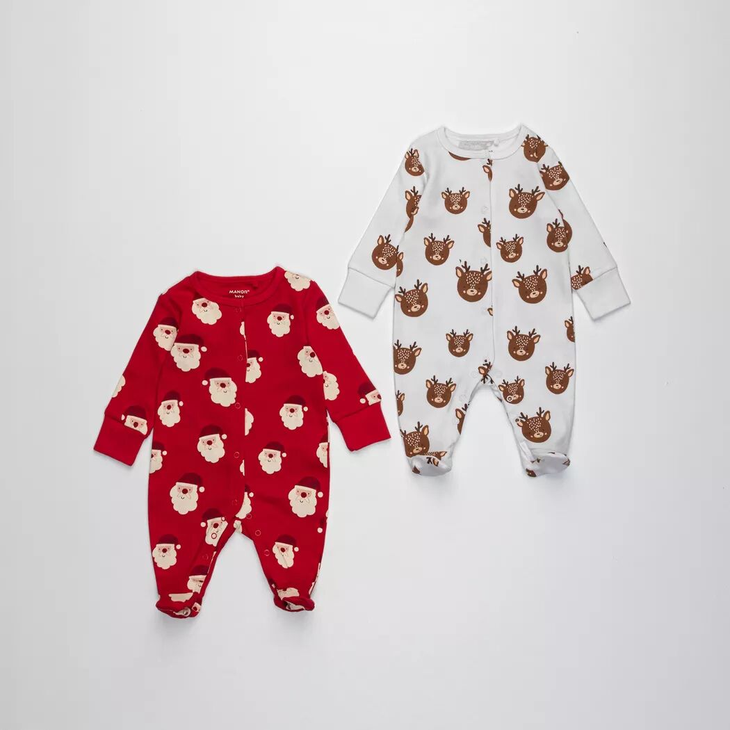 Manor Baby - Pyjama-Set, 2er-Pack, Duo Pyjama X-Mas, 80, Multicolor