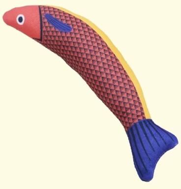 Uplifted Goods Interactive Cat Fish Toy With Crinkle Sound red