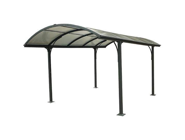 Carport ALUMINIUM toit 1/2 rond coloris gris anthracite / surface extérieure : 14,62 m2 / toit réalisé avec plaques en POLYCARBONATE ANTI-UV 6 mm