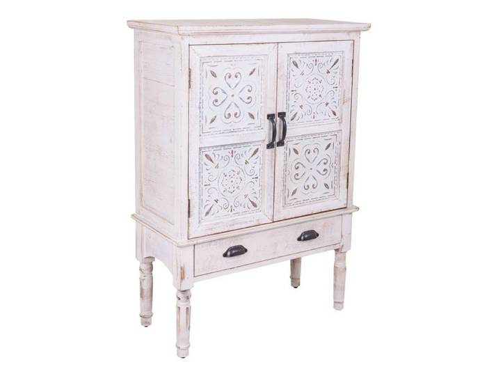Armoire en bois sculpté blanc 80x36x110h
