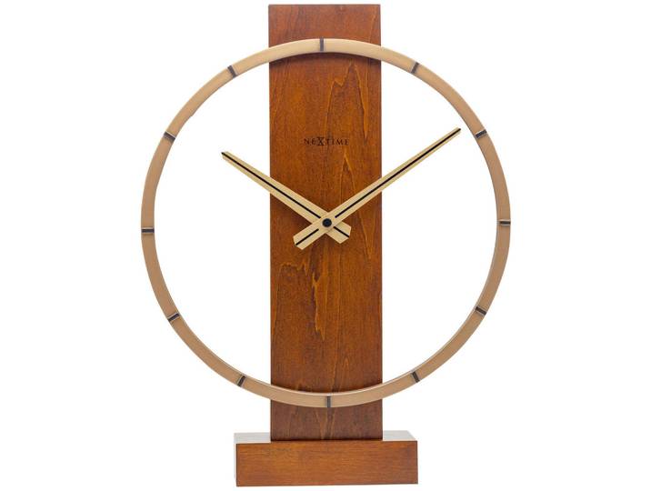 Nextime Tischuhr, Braun, Holz, 27x34x7.5 cm, RoHS, CE, leises Uhrwerk, Dekoration, Uhr, Tischuhren