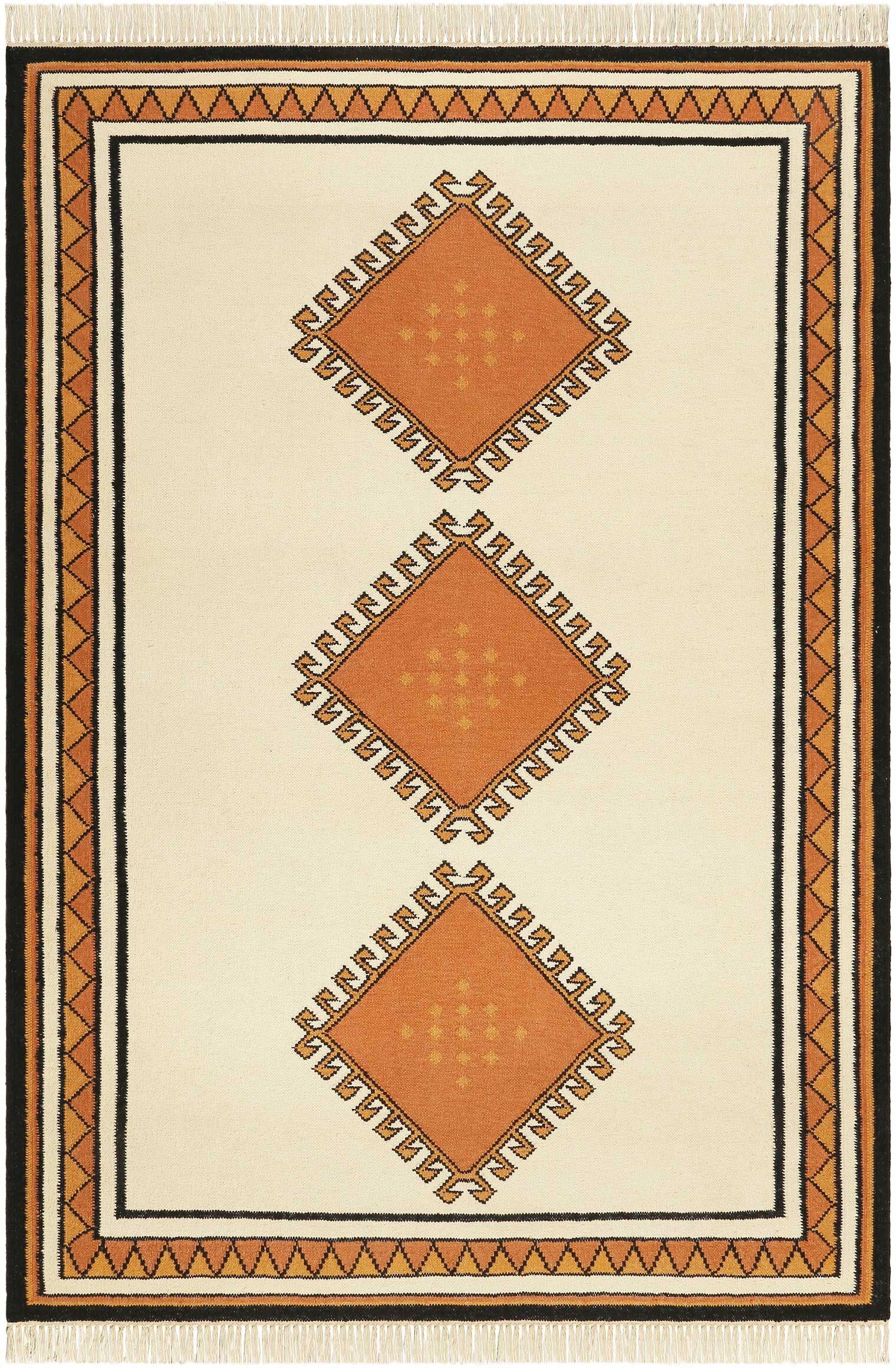 Teppich WECON HOME "Afoud", weiß, B:80cm H:5mm L:150cm, Schurwolle, Teppiche, Teppich, Kurzflorteppich, handgewebt, geometrisch, modern, stilvoll, natürlich weiß B : 80cm 1 Stk., 5mm, L: 150cm