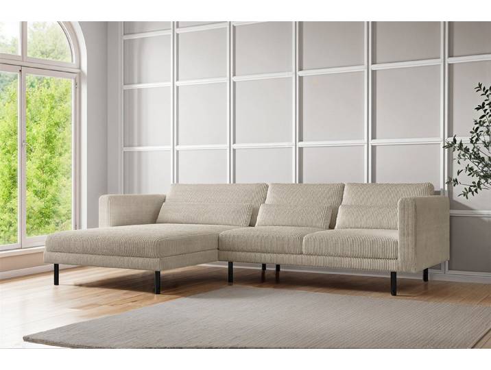 Fun Möbel Ecksofa Designersofa AGADA in Stoff, mit Ottomane Links oder Rechts, Rundumbezug