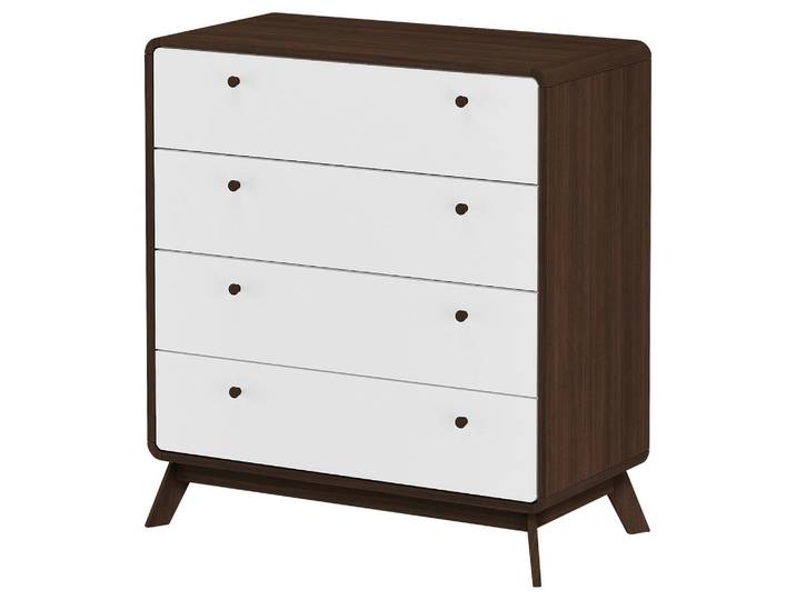 Mid.you Kommode, Weiss, Walnussfarben, Holzwerkstoff, 4 Schublade(n) Schubladen, 80x88x39 cm, stehend, Kleinmöbel, Kommoden, Kommoden