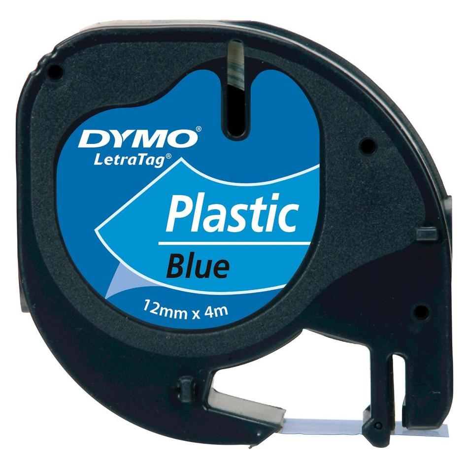 Dymo Schriftband LetraTag (1.20 cm, Schwarz, Blau) (S0721650)