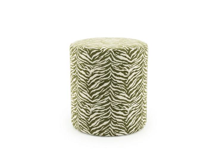 Maison ESTO Sitzhocker POUF Hocker Safari-Print Safari Muster Ø38 × H42 cm, Attraktive Farbauswahl: Erhältlich in Grün, Mustard, Beige und Braun