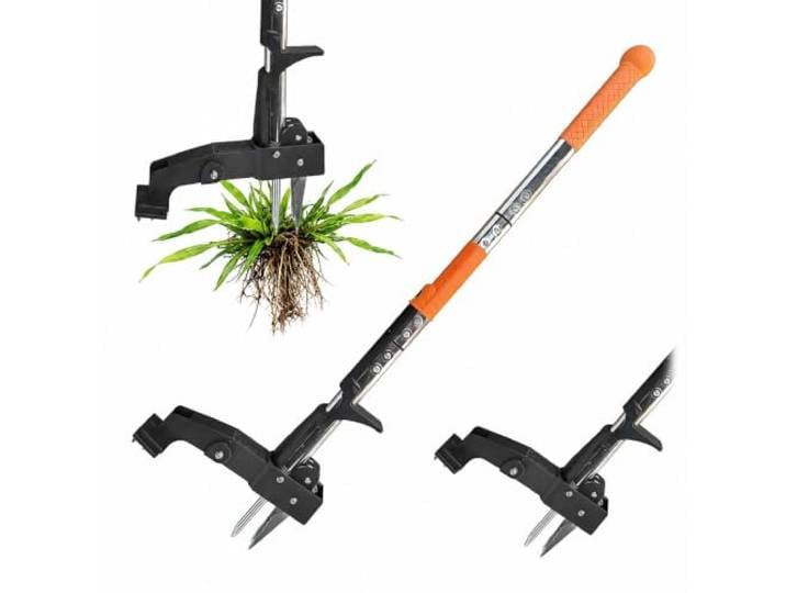 Relaxdays Désherbeur Manche Long de 100 cm\, Marche-Pied\, Multicolore mécanisme d'éjection\, désherbage