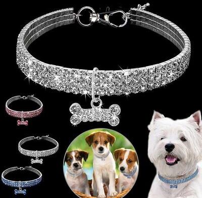 Uplifted Finds Luxe Crystal Rhinestone Pet Jewelry Collar 3 pink m