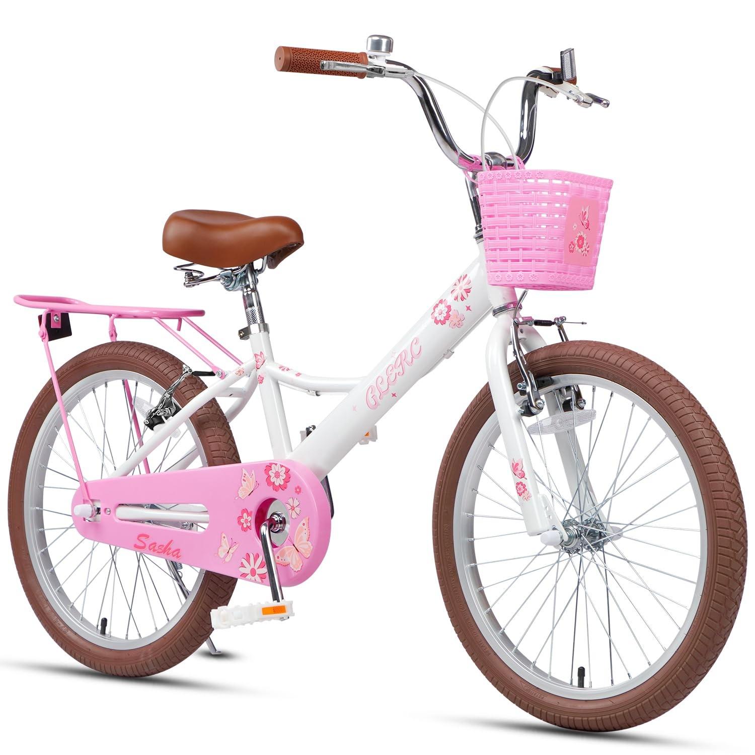 Mädchenfahrrad mit Korb und Stabilisatoren, 12-20 Zoll