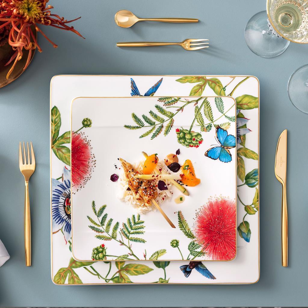 Geschirr-Set VILLEROY & BOCH "Tafelservice Amazonia 12er Set bunt", bunt, 12, Porzellan, Geschirr-Sets, Geschirr-Set, Handwäsche wird empfohlen