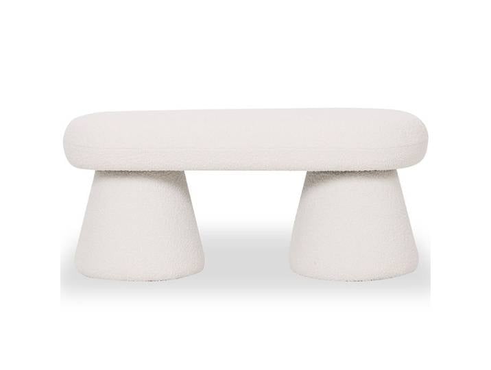 Banc Moderne Rembourré En Tissu Bouclé - Nuvora Blanc