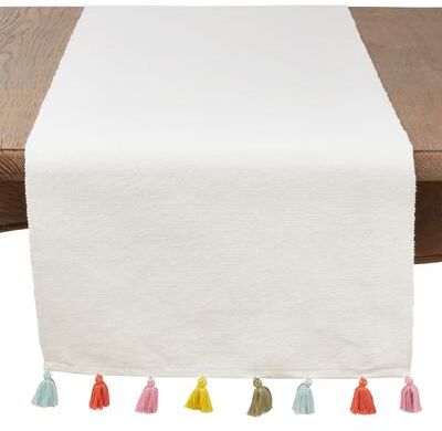 Saro Lifestyle Colorburst Tassel Table Runner