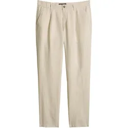 Marc O'Polo Herren Hose - Osby Jogger Pleats, Chino, Leinen, Tapered, Länge 32 Beige (Grey Silk) / 34W/32L