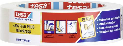 Tesa PREMIUM 04306-00044-02 Kreppband tesakrepp Beige (L x B) 50m x 30mm 1St.