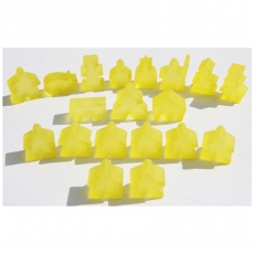 Hans im Glück Carcassonne - Meeple - 19er-Set (komplettes Spielfiguren-Set) - FROZEN Gelb 293394