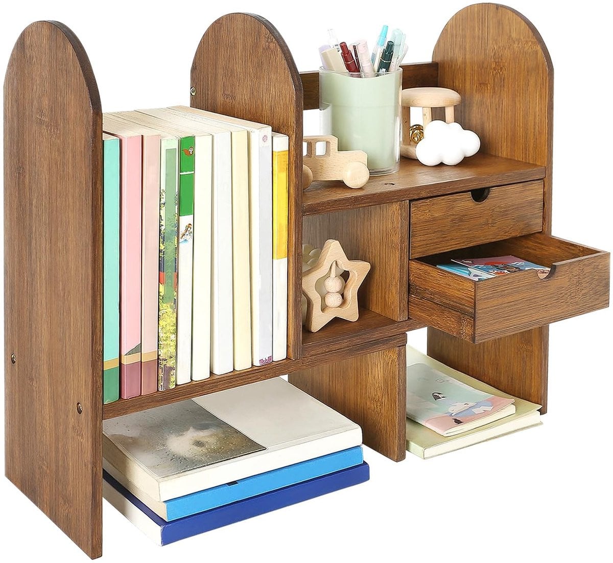 Omgoods Verstelbare Houten Boekenplank voor Kantoor en Keuken