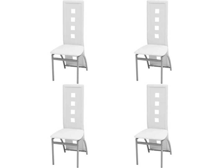 Blanc Lot de quatre chaises élégantes - 4 personnes - blanc similicuir - Siège de Cuisine（1parcel）29434