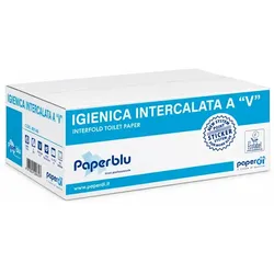 Toilettenpapier Einzelblatt Paperdi weiß 9000 Blatt 40 Pack je 225 Blatt, Microprägung, verleimt, 2-lagig