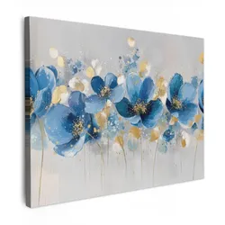 LEINWANDBILD Blumen - Blau - Abstrakt Wandbilder 80x60 cm