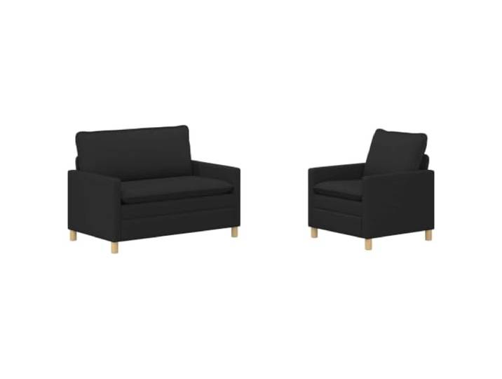PUGYNBK 2er-Sofa-Set, schwarz, modern, minimalistisch, rechteckig Weicher Stoff, fester Metallboden, gepolsterte Rückenlehne, flache Armlehnen, Bezüge mit Reißverschluss