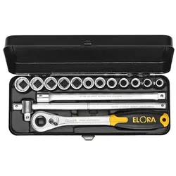 Steckschlüssel-Satz 1/2", Sechskant, 14-teilig 7/16"-1" AF, ELORA-771-LKAU