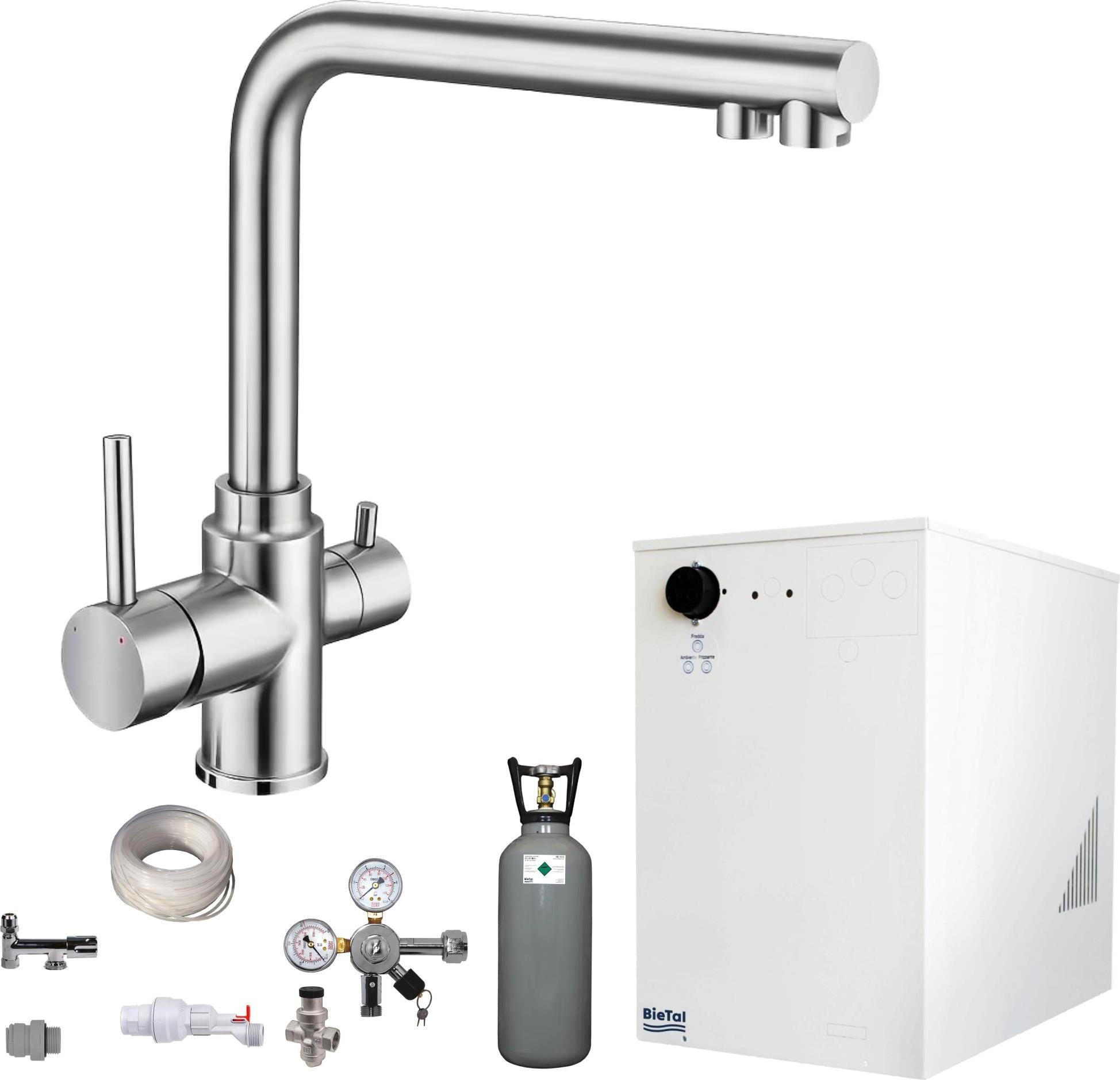 Tafelwassergerät BieTal BT-30U Kühlung & 3-Wege L Wasserhahn Edelstahl 6Kg CO2