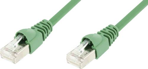 Telegärtner 100007965 RJ45 Patchkabel CAT 6a S/FTP 0.50 m Grün Flammwidrig, mit Rastnasenschutz, Flammwidrig, Halogenfrei, UL-zertifiziert 1 St.