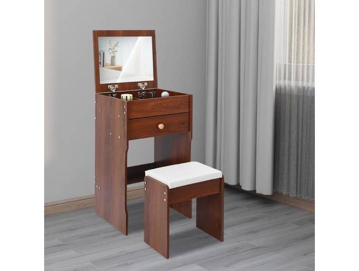 Coiffeuse avec miroir coiffeuse compacte avec rangements et tabouret commode pour la chambre à coucher -40x37 5x72cm