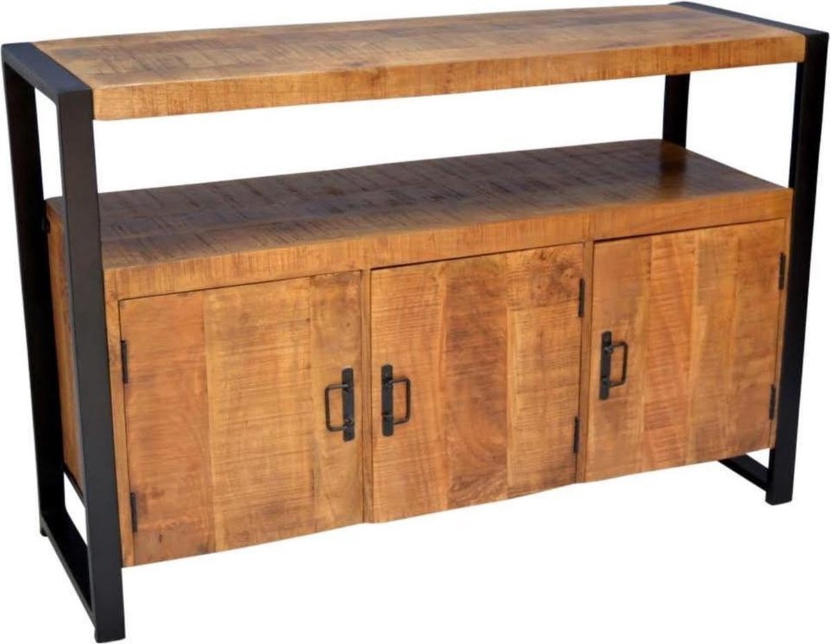 Mangohouten Dressoir Britt 140 cm Mahom Industrieel met Metaal