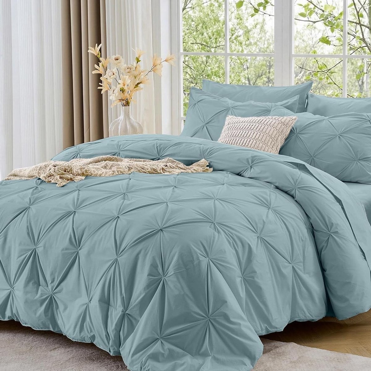 7-delige grijsblauwe Queensize dekbedset voor jouw slaapkamer