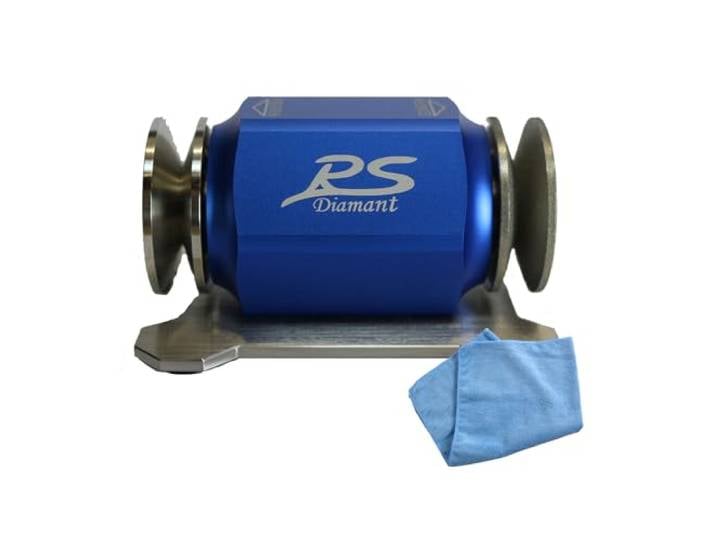 Duke-Handel Rollenschärfer Messerschärfer X-Schliff - Blau Elegante blaue Edition inklusive Mikrofasertuch, Diamantschliff & X-Schliff für den perfekten balligen Präzisionsschliff.