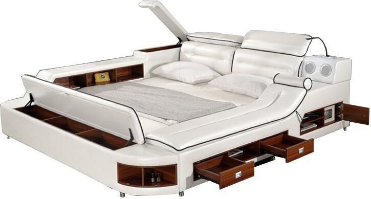 Multifunctioneel luxe hotel tweepersoonsbed met bekleding, USB-oplaadpoort en sound system