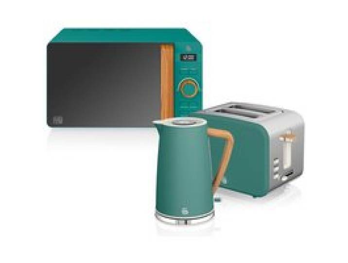 Set petit-déjeuner bouilloire grille-pain micro-ondes 20L Nordic Vert SWAN STRP1060GRENEU Vert