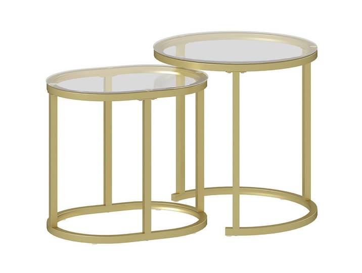 Okwish Couchtisch-Set 50/50/50,5 cm gold aus Stahl stapelbar, Goldfarben, Metall, 50x50.5x50 cm, Wohnzimmer, Wohnzimmertische, Couchtische