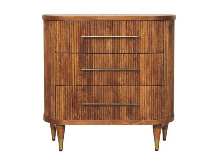 Artisan Furniture Kommode mit Amber-Eichen-Finish, 3 Schubladen, geröstetes Braun, Holz, Echtholz,Mangoholz, Rechteckig, 80x79x40 cm, Kleinmöbel, Kommoden