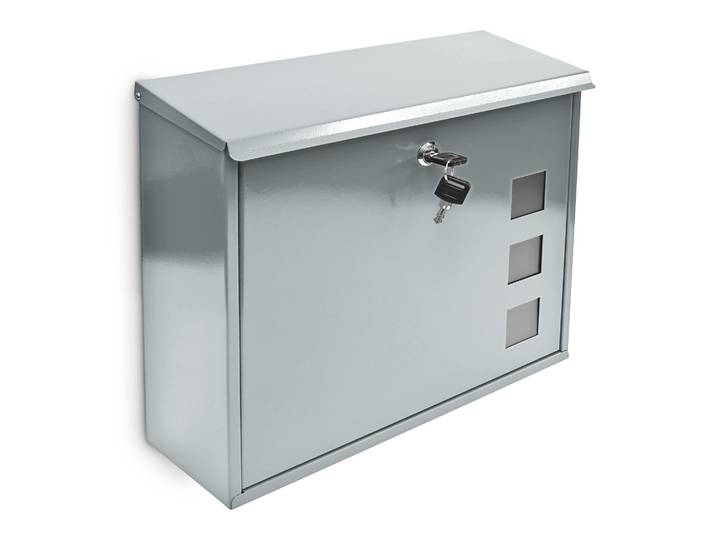 Briefkasten Metall 3 Fenster Farbauswahl Silber