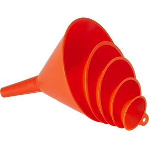Pressol Trichter 02360954, orange, 5-teiliges Set, Ø 5 - 15 cm, aus Kunststoff, mit Aufhängeöse
