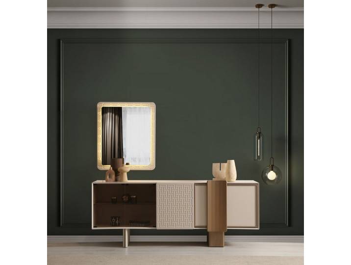 JVmoebel Konsole Esszimmer-Set von JVMoebel in Beige mit Konsole und Spiegel (2 St)