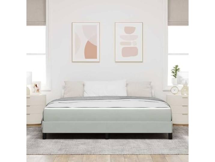 KTHLBRH Boxspringbett mit Matratze hellgrau 180 x 200 cm Stoff Technischer Holzrahmen, Taschenfederkernmatratze, mittlere Härte, Unterstützung 280 kg