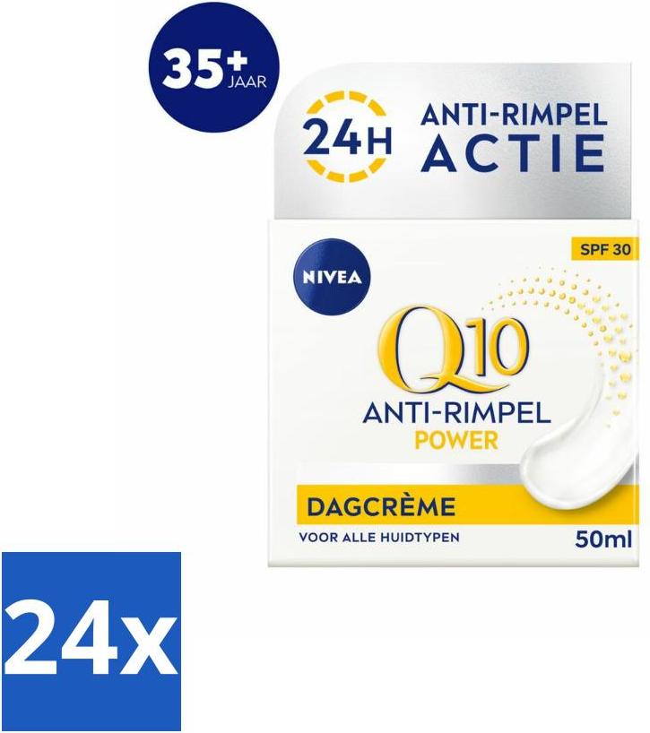 NIVEA - Q10 POWER Tagescreme - Anti-Falten-Creme - LSF 30 - Für jeden Hauttyp - Mit Q10 & Kreatin - Collagen Booster - 50 ml - Vorteilspack - 24 Stücke
