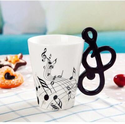 KitchenCuration Novelty Guitar Ceramic Mug Perfect Gift For Musicians   Ceramic Guitar Cup With Musical Notes Music Note