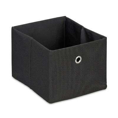 Relaxdays Aufbewahrungsbox, kleine Ordnungsbox aus Stoff, 2er-Set, HBT: 16 x 20,5 x 25 cm, faltbarer Regalkorb, Schwarz