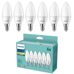 6er Set PHILIPS LED E14 Kerze B35 40W Ersatz 470lm 2700K warmweiß