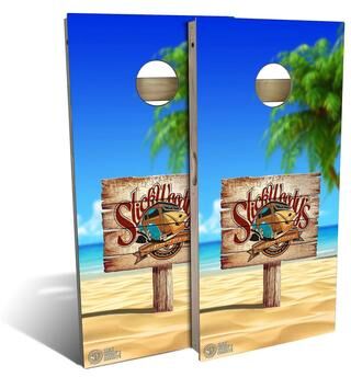 Skip's Garage Beach Sign Outdoor Cornhole Board Set